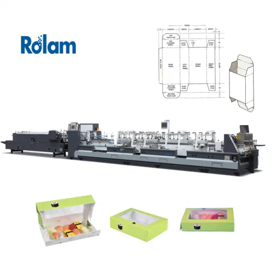 Linha reta simples totalmente automática de Rolam caixa de papel 4 caixa de canto 6 que dobra a máquina de colagem 400m/Min Pre