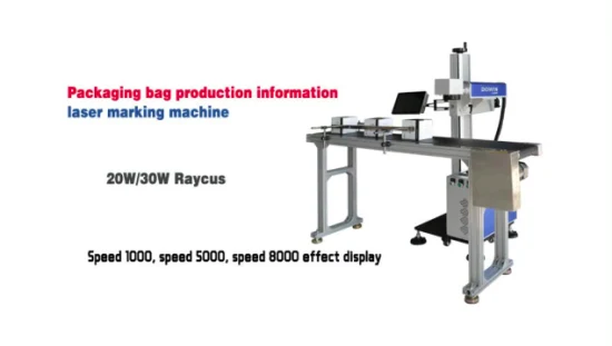 Máquina de marcação a laser CO2 voadora on-line para impressão de números de data de alta velocidade para linha de produção de garrafas pet